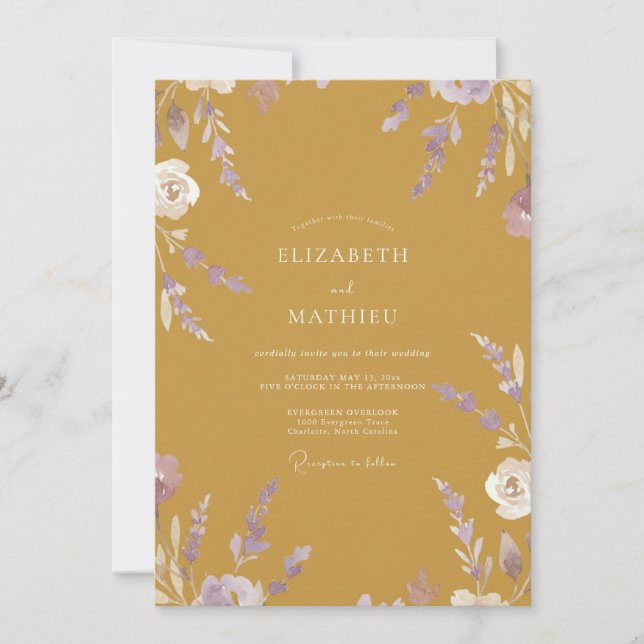 Convites Casamento Flor de Âmbar Âmbar Mostarda (Frente)
