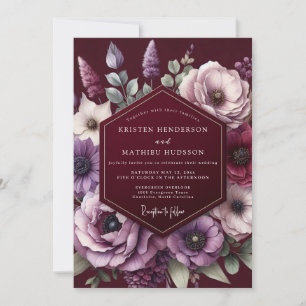 Convites Casamento Flor de Âmbar Borgonha