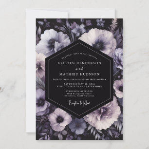 Convites Casamento Flor de Âmbar Charcoal