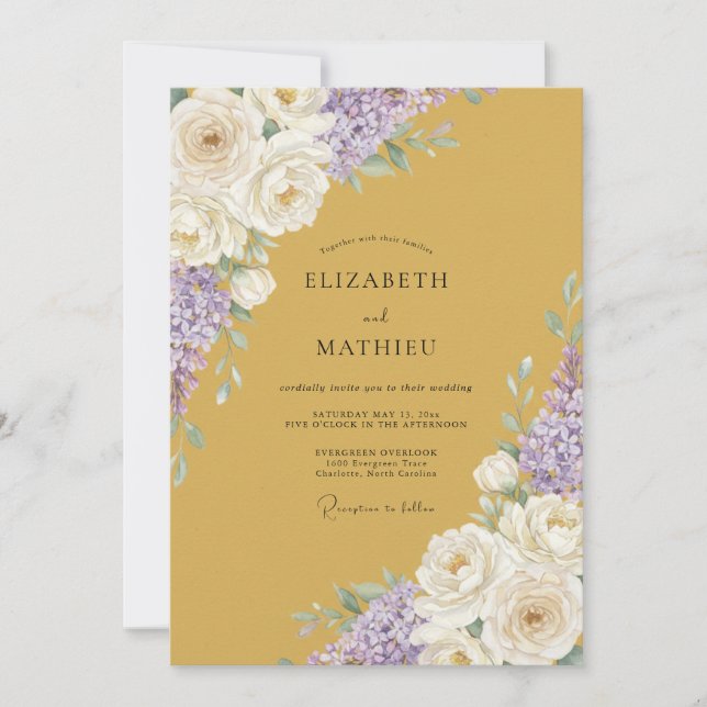 Convites Casamento Flor de Âmbar e Ametista (Frente)