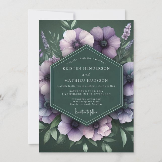 Convites Casamento Flor de Ámbar Esmeralda (Frente)