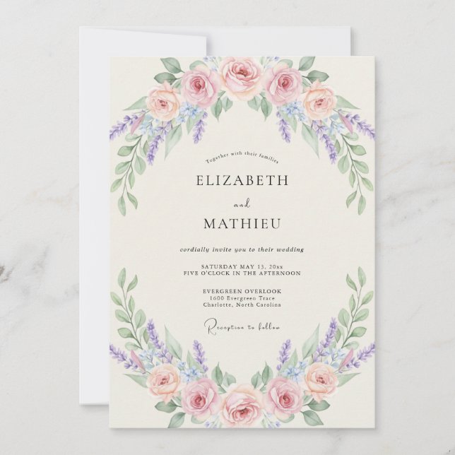Convites Casamento Flor de Âmbar Peachy (Frente)