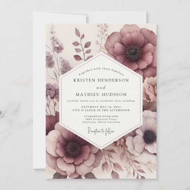 Convites Casamento Flor de Ameixa (Frente)