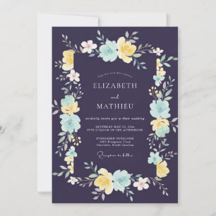 Convites Casamento Flor de Ameixa Celestial Aqua