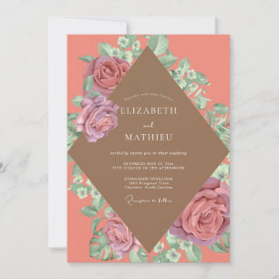 Convites Casamento Flor de Ameixa Coral Macia