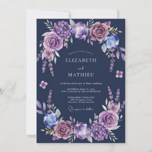 Convites Casamento Flor de Ameixa Índigo