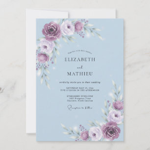 Convites Casamento Flor de Amethysto Periwinkle