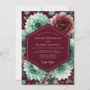 Convites Casamento Flor de Aquamarina Claret