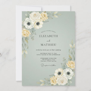 Convites Casamento Flor de Ardósia Empoeirada