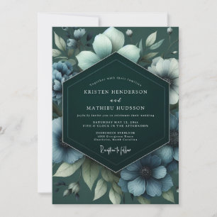 Convites Casamento Flor de Ardósia Esmeralda