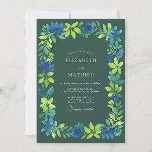 Convites Casamento Flor de Azul Profundo Verdejante