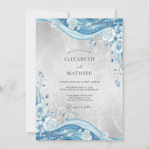 Convites Casamento Flor de Azure Prata