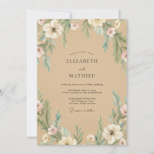 Convites Casamento Flor de Bege
