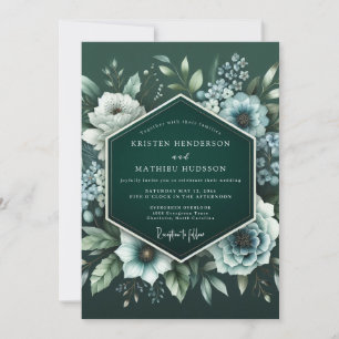 Convites Casamento Flor de Bloom Esmeralda à Meia-Noite