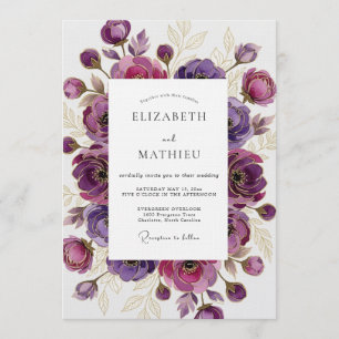 Convites Casamento Flor de Bloom Etéreo Roxo