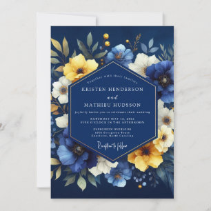 Convites Casamento Flor de Bloom Luminoso Índigo