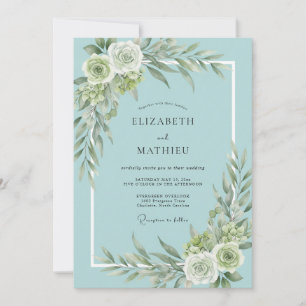 Convites Casamento Flor de Blossom Teal Soft