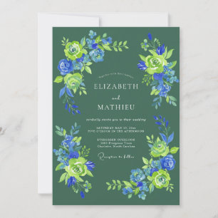 Convites Casamento Flor de Blossom Verde Floresta