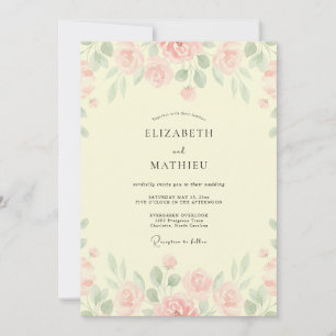 Convites Casamento Flor de Blush Cremoso