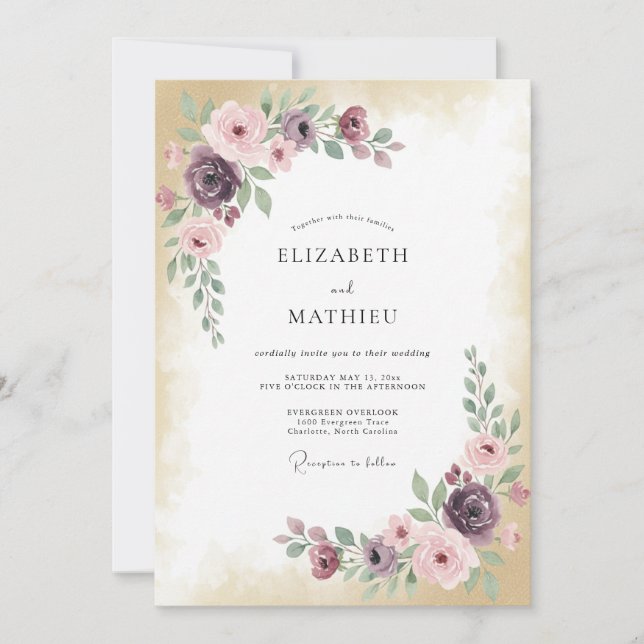 Convites Casamento Flor de Borgonha (Frente)