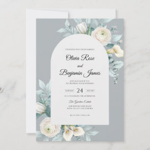 Convites Casamento Flor de Branca Ardósia