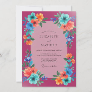 Convites Casamento Flor de Campo Água Magenta