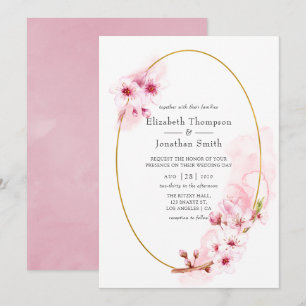 Convites Casamento Flor de Cerejeira Primavera Rosa