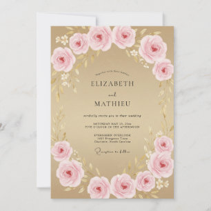 Convites Casamento Flor de Cerejeira Rosa Champanhe