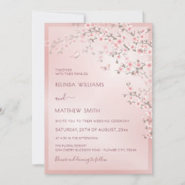 Convites Casamento Flor de Cerejeira Rosa Rubor