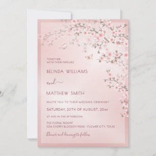Convites Casamento Flor de Cerejeira Rosa Rubor