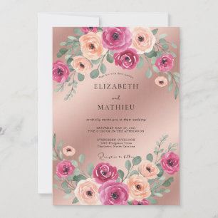 Convites Casamento Flor de Champagne Magenta