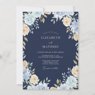 Convites Casamento Flor de Champanhe Safira