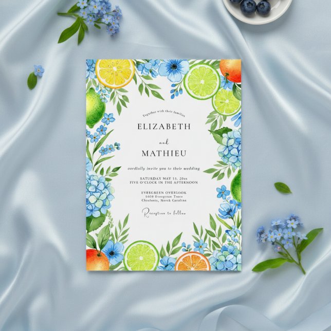 Convites Casamento Flor de Citrino Azul (Criador carregado)