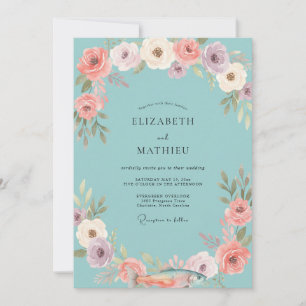 Convites Casamento Flor de Coral Aqua