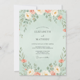 Convites Casamento Flor de Coral Menta