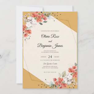 Convites Casamento Flor de Coral Mostarda