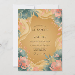 Convites Casamento Flor de Coral Ocre