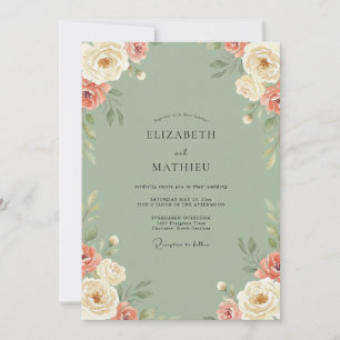 Convites Casamento Flor de Coral Oliva