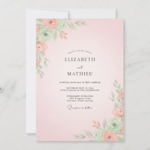 Convites Casamento Flor de Coral Quente