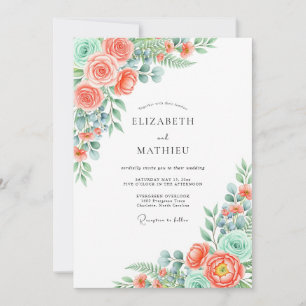 Convites Casamento Flor de Coral Verdejante