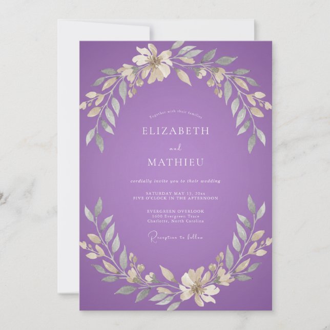 Convites Casamento Flor de Creme Âmbar (Frente)