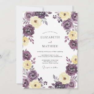 Convites Casamento Flor de Creme de Ameixa