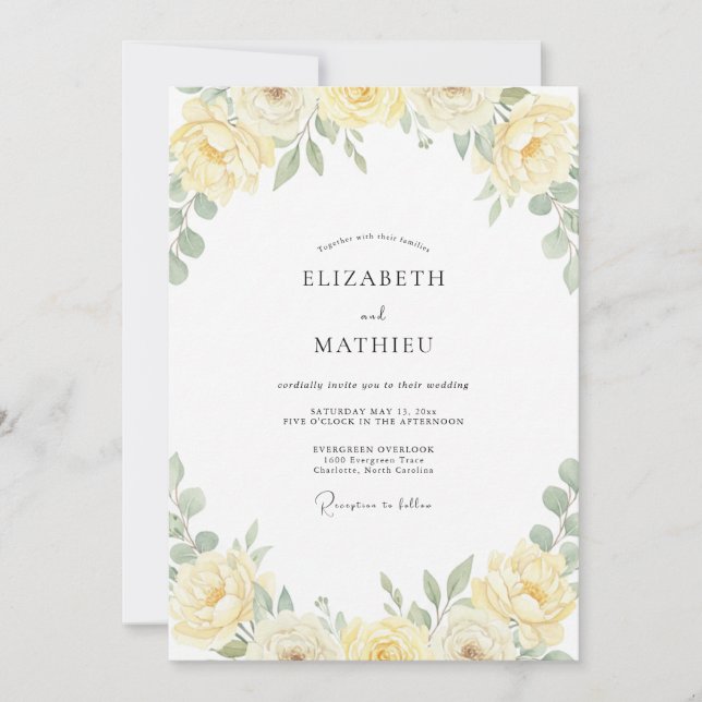 Convites Casamento Flor de Creme de Manteiga (Frente)