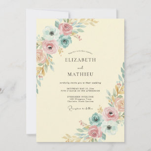 Convites Casamento Flor de Creme Dourada