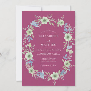 Convites Casamento Flor de Creme Magenta