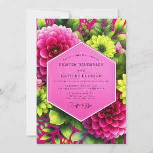Convites Casamento Flor de Dália Magenta