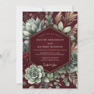 Convites Casamento Flor de Deserto Carmesim