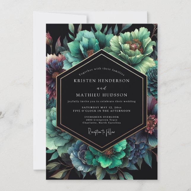 Convites Casamento Flor de Ébano Noir (Frente)