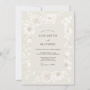 Convites Casamento Flor de Elegância em Marfim
