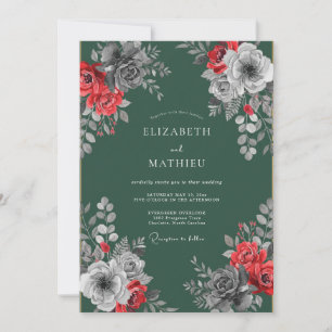 Convites Casamento Flor de Esmeralda Carmesim